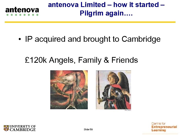 antenova Limited – how it started – Pilgrim again…. • IP acquired and brought