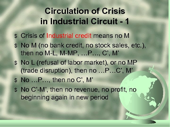 Circulation of Crisis in Industrial Circuit - 1 $ $ $ Crisis of Industrial