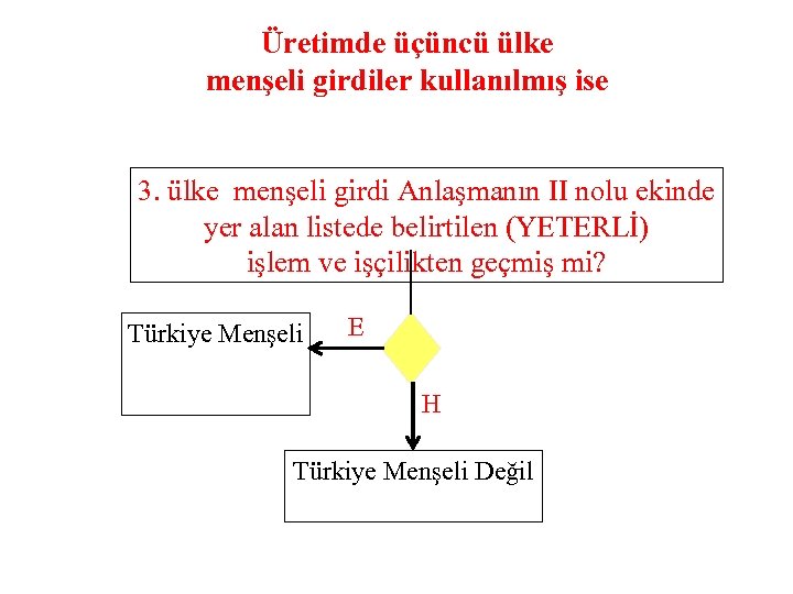 Üretimde üçüncü ülke menşeli girdiler kullanılmış ise 3. ülke menşeli girdi Anlaşmanın II nolu