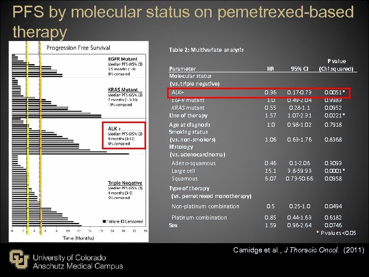 PFS by molecular status on pemetrexed-based therapy Table 2: Multivariate analysis Parameter Molecular status