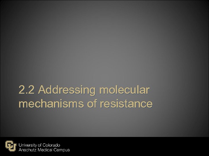 2. 2 Addressing molecular mechanisms of resistance 