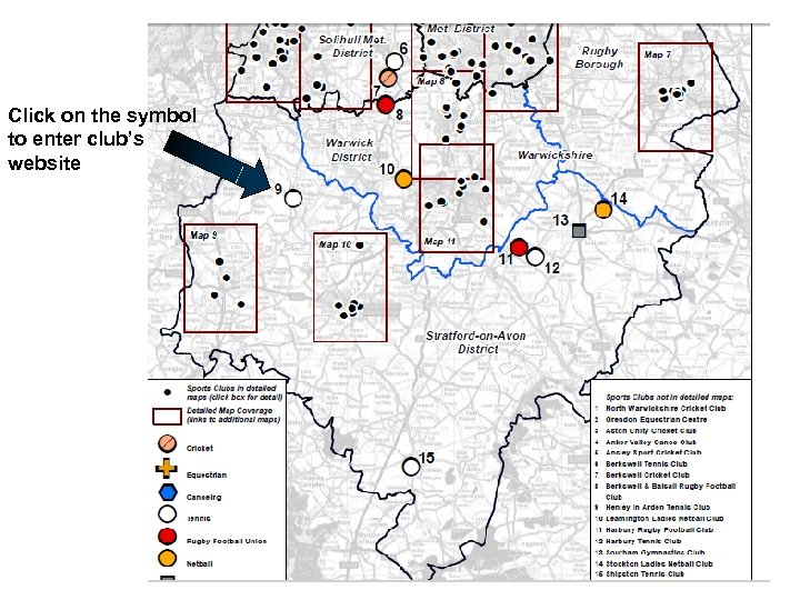 Click on the symbol to enter club’s website 