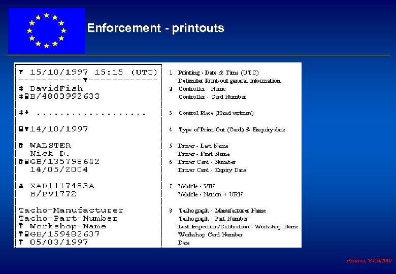 Enforcement - printouts Geneva, 14/05/2007 