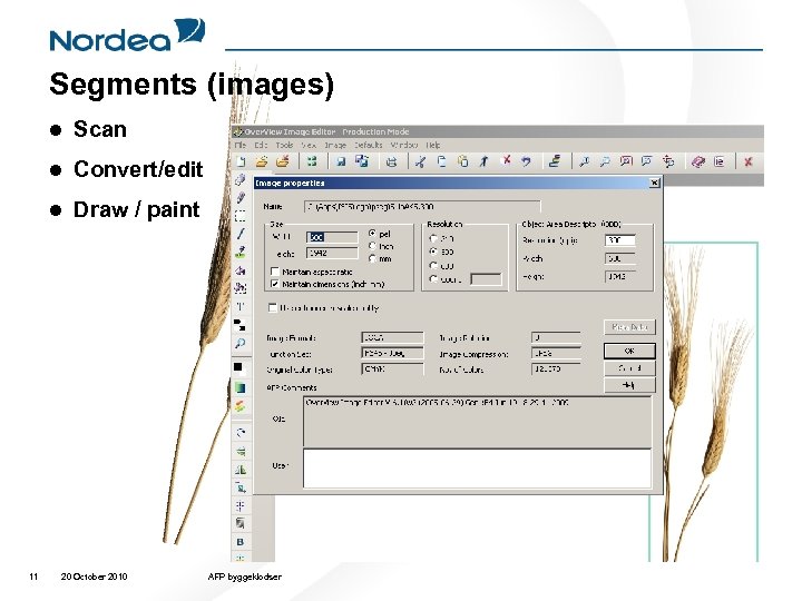 Segments (images) l l Convert/edit l 11 Scan Draw / paint 20 October 2010