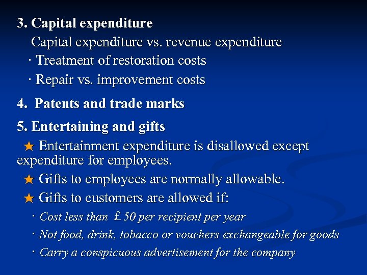 3. Capital expenditure vs. revenue expenditure · Treatment of restoration costs · Repair vs.