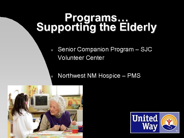 Programs… Supporting the Elderly n n Senior Companion Program – SJC Volunteer Center Northwest