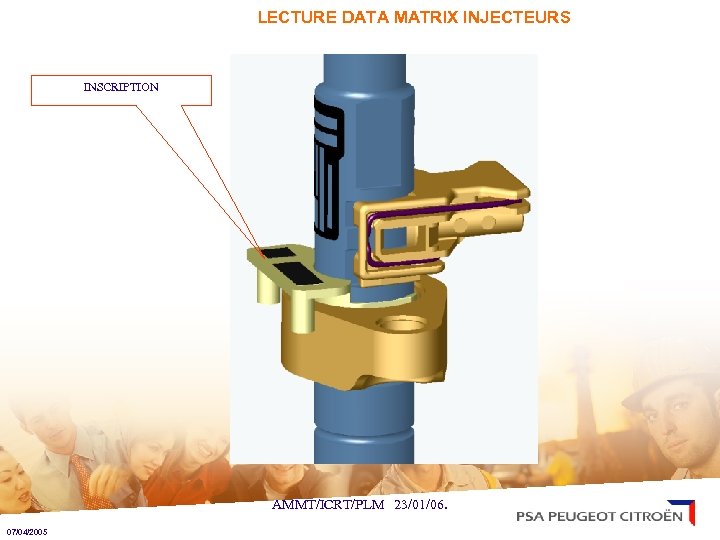 LECTURE DATA MATRIX INJECTEURS INSCRIPTION AMMT/ICRT/PLM 23/01/06. 07/04/2005 