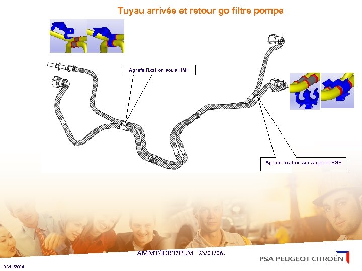 Tuyau arrivée et retour go filtre pompe Agrafe fixation sous HMI Agrafe fixation sur