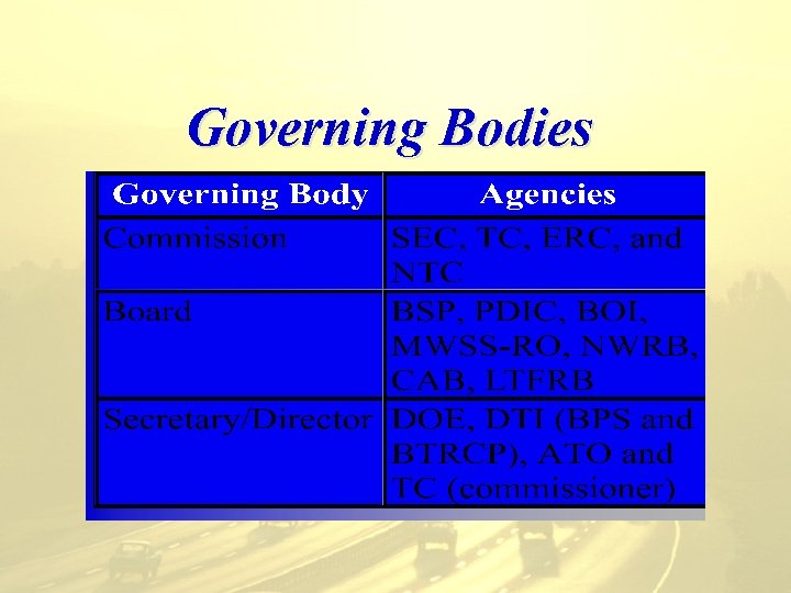 Governing Bodies 
