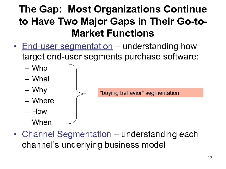 The Gap: Most Organizations Continue to Have Two Major Gaps in Their Go-to. Market