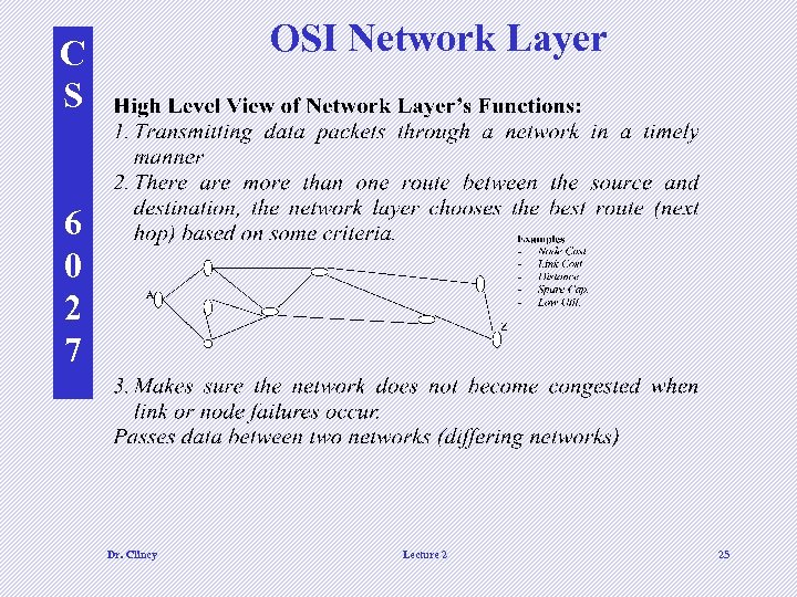 OSI Network Layer C S 6 0 2 7 Dr. Clincy Lecture 2 25