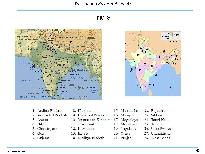 Politisches System Schweiz India Andreas Ladner 32 