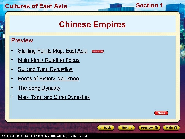 Cultures of East Asia Chinese Empires Preview • Starting Points Map: East Asia •