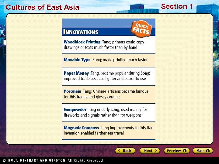 Cultures of East Asia Section 1 