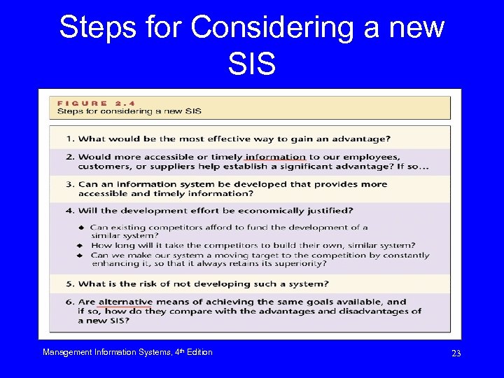 Steps for Considering a new SIS Management Information Systems, 4 th Edition 23 