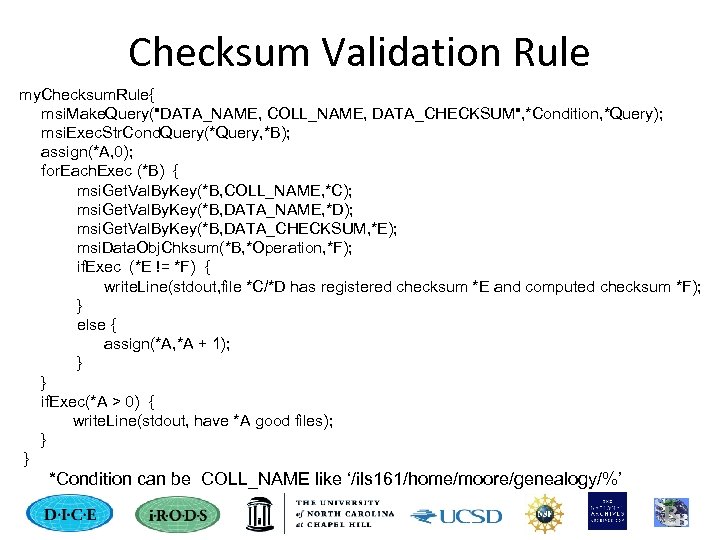 Checksum Validation Rule my. Checksum. Rule{ msi. Make. Query(