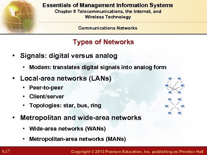 Essentials of Management Information Systems Chapter 6 Telecommunications, the Internet, and Wireless Technology Communications