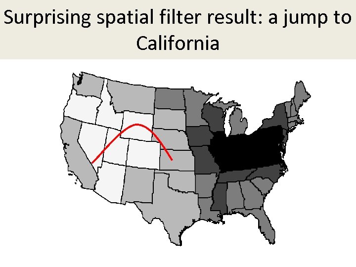 Surprising spatial filter result: a jump to California 