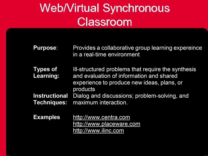 Web/Virtual Synchronous Classroom 