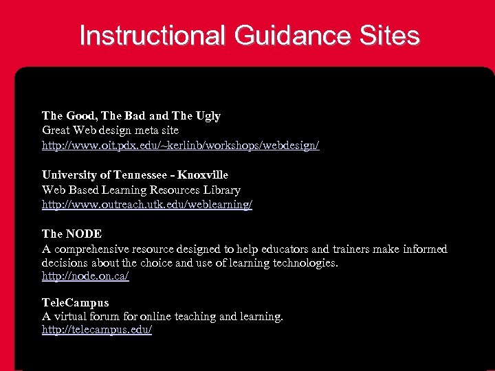 Instructional Guidance Sites The Good, The Bad and The Ugly Great Web design meta