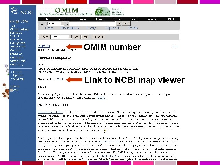 OMIM number Link to NCBI map viewer 