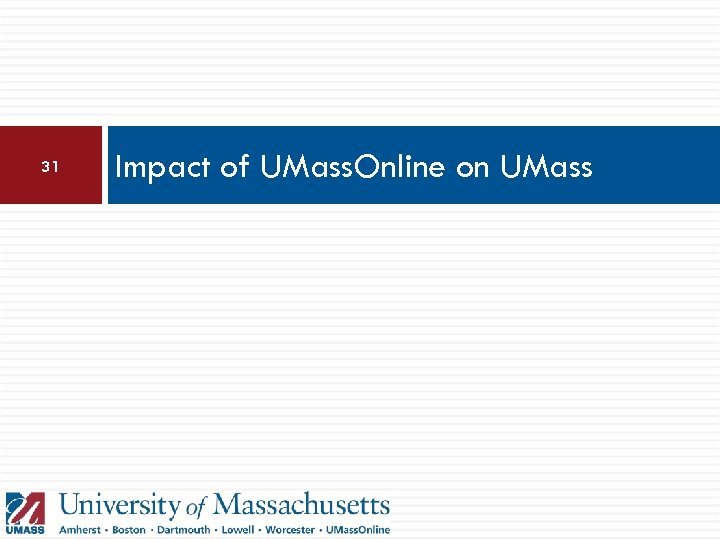 31 Impact of UMass. Online on UMass 