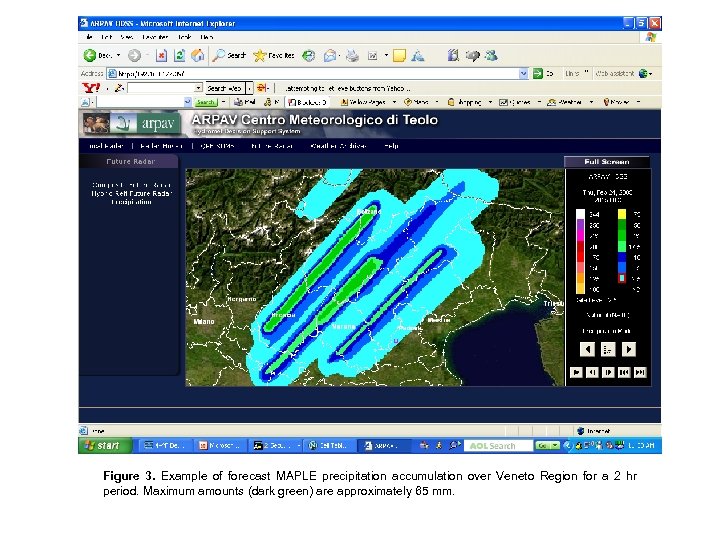 Figure 3. Example of forecast MAPLE precipitation accumulation over Veneto Region for a 2