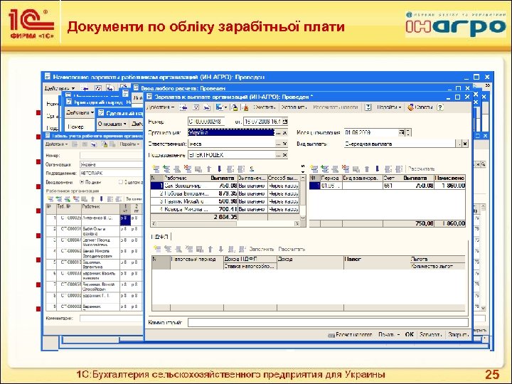 Документи по обліку зарабітньої плати n Начисление зарплаты n Начисление по больничным листам n