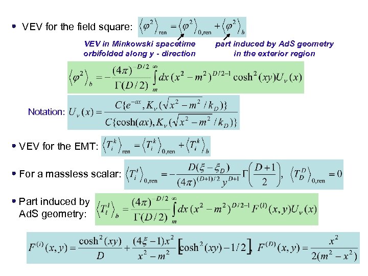 VEV for the field square: VEV in Minkowski spacetime orbifolded along y - direction