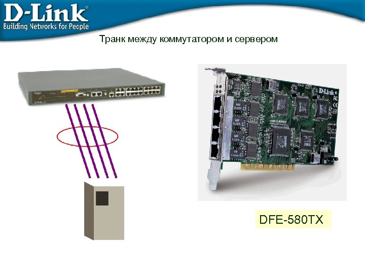 Транк между коммутатором и сервером DFE-580 TX 
