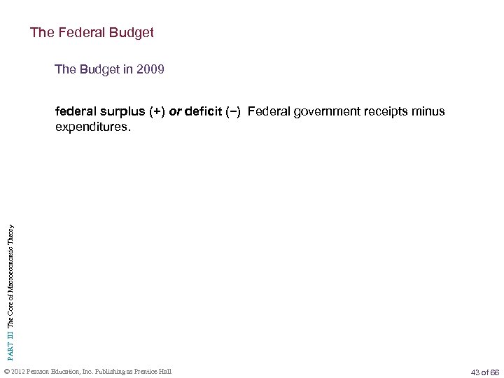 The Federal Budget The Budget in 2009 PART III The Core of Macroeconomic Theory
