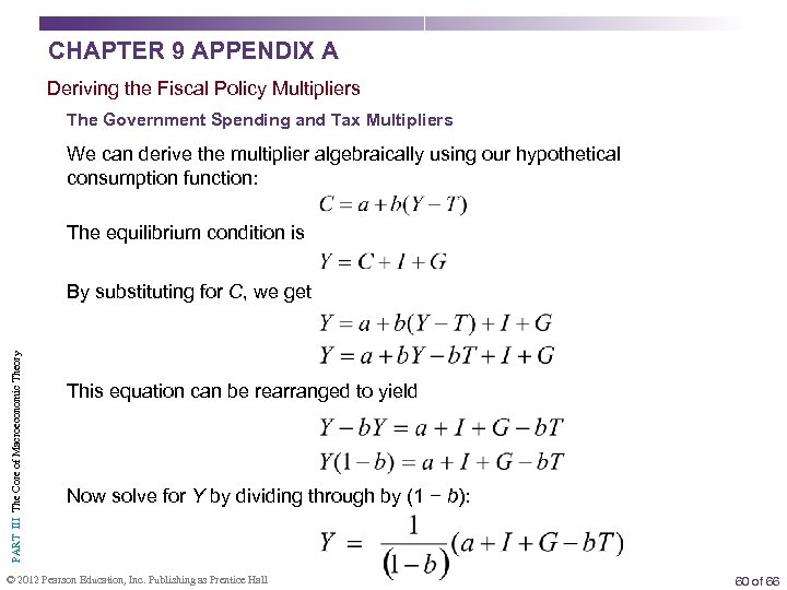CHAPTER 9 APPENDIX A Deriving the Fiscal Policy Multipliers The Government Spending and Tax