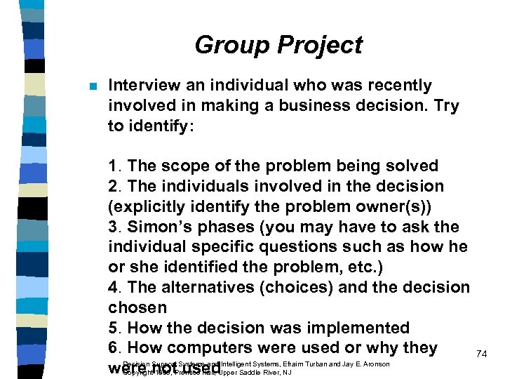 Group Project n Interview an individual who was recently involved in making a business