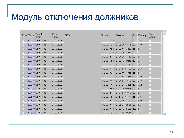 Модуль отключения должников 13 