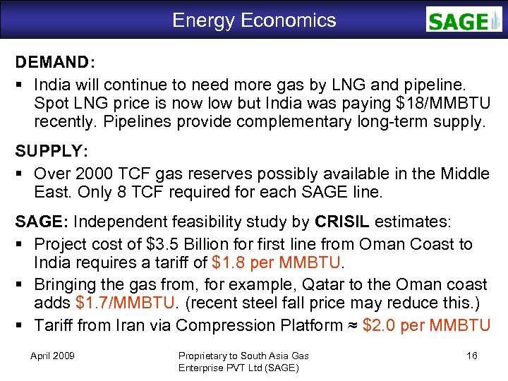 Energy Economics SAGE DEMAND: India will continue to need more gas by LNG and