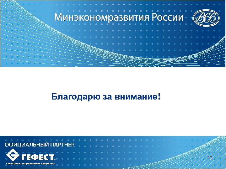 Благодарю за внимание! 12 