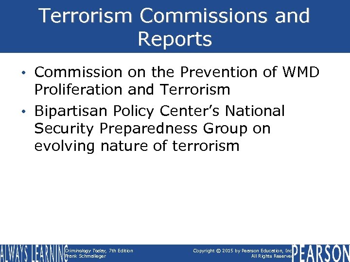 Terrorism Commissions and Reports • Commission on the Prevention of WMD Proliferation and Terrorism