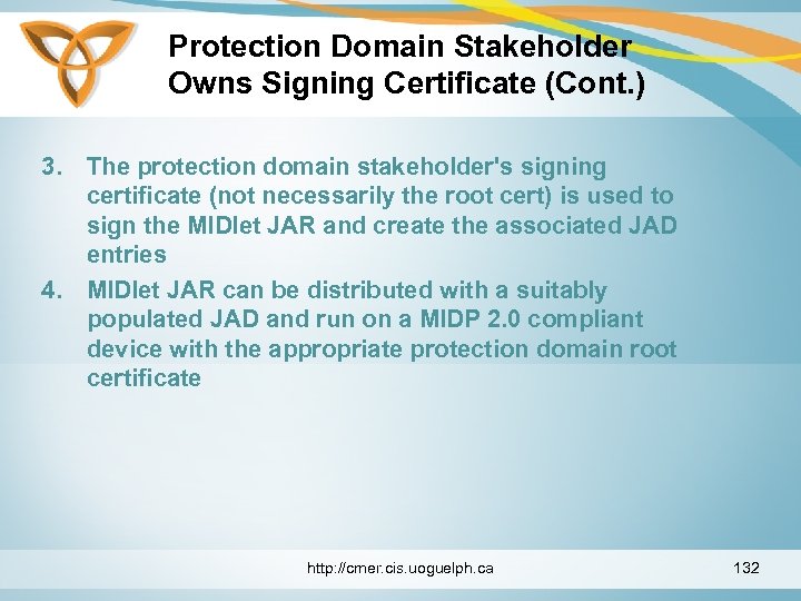 Protection Domain Stakeholder Owns Signing Certificate (Cont. ) 3. The protection domain stakeholder's signing