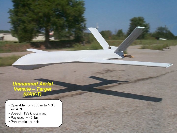 Unmanned Aerial Vehicle – Target (UAV-T) • Operable from 305 m to > 3.