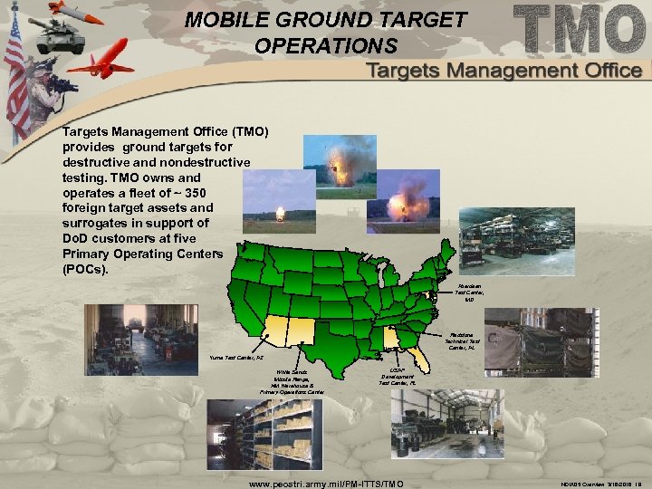 MOBILE GROUND TARGET OPERATIONS Targets Management Office (TMO) provides ground targets for destructive and