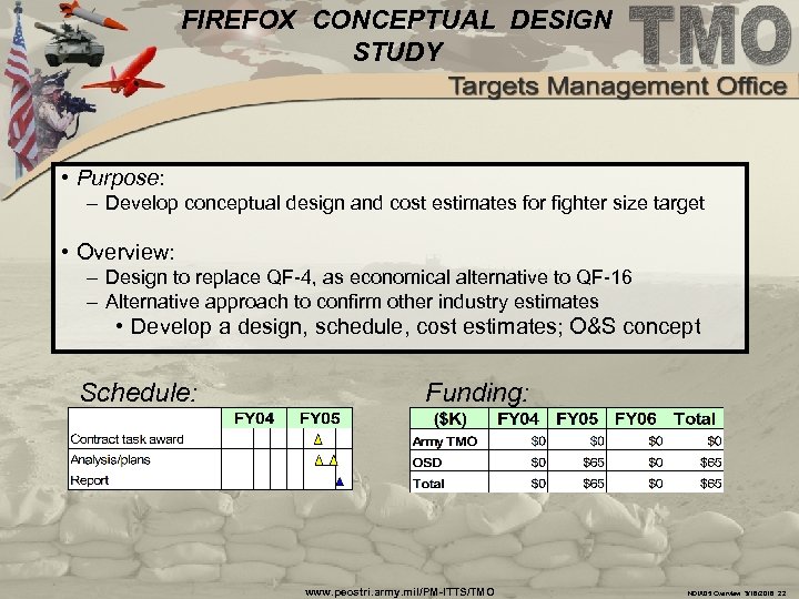 FIREFOX CONCEPTUAL DESIGN STUDY • Purpose: – Develop conceptual design and cost estimates for