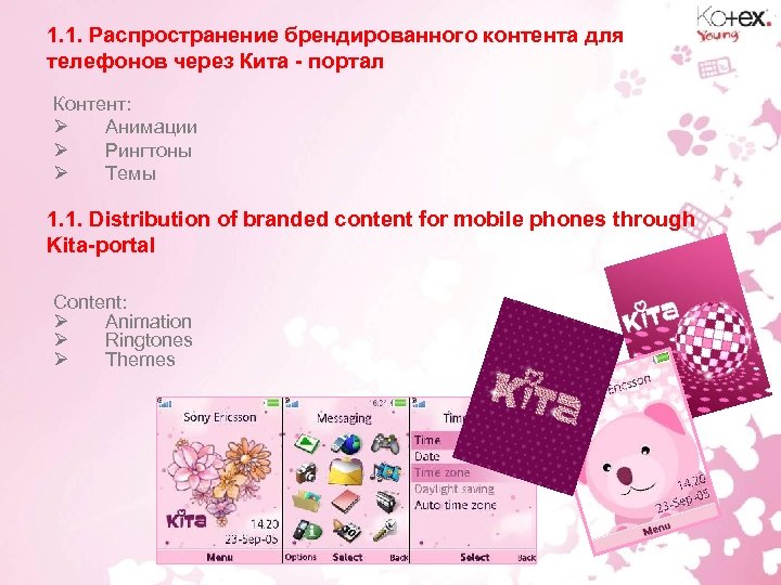 1. 1. Распространение брендированного контента для телефонов через Кита - портал Контент: Анимации Рингтоны
