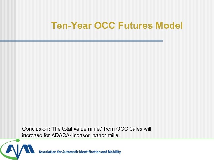Ten-Year OCC Futures Model Conclusion: The total value mined from OCC bales will increase