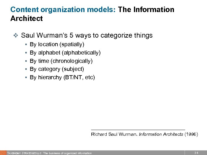 Content organization models: The Information Architect v Saul Wurman’s 5 ways to categorize things