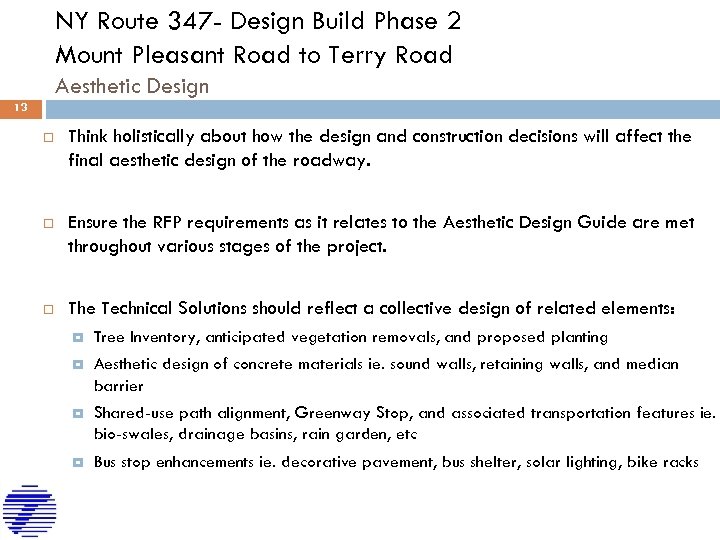 NY Route 347 - Design Build Phase 2 Mount Pleasant Road to Terry Road