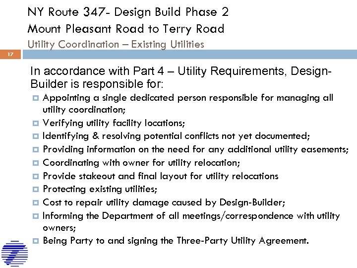 NY Route 347 - Design Build Phase 2 Mount Pleasant Road to Terry Road