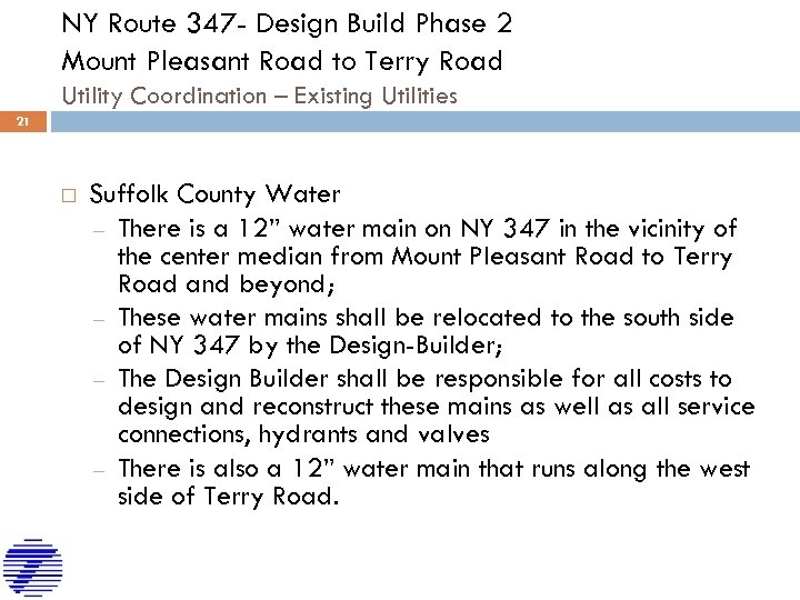 NY Route 347 - Design Build Phase 2 Mount Pleasant Road to Terry Road