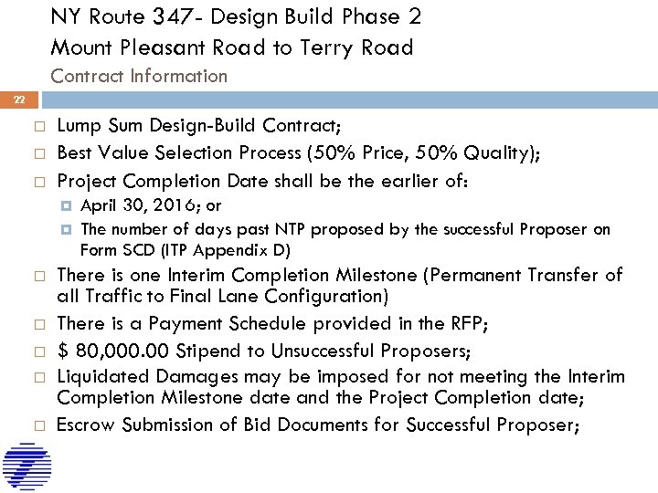 NY Route 347 - Design Build Phase 2 Mount Pleasant Road to Terry Road