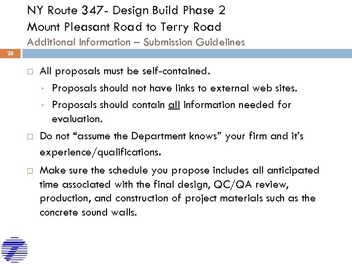 NY Route 347 - Design Build Phase 2 Mount Pleasant Road to Terry Road