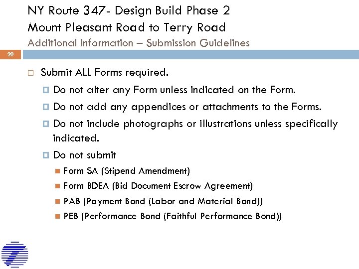 NY Route 347 - Design Build Phase 2 Mount Pleasant Road to Terry Road